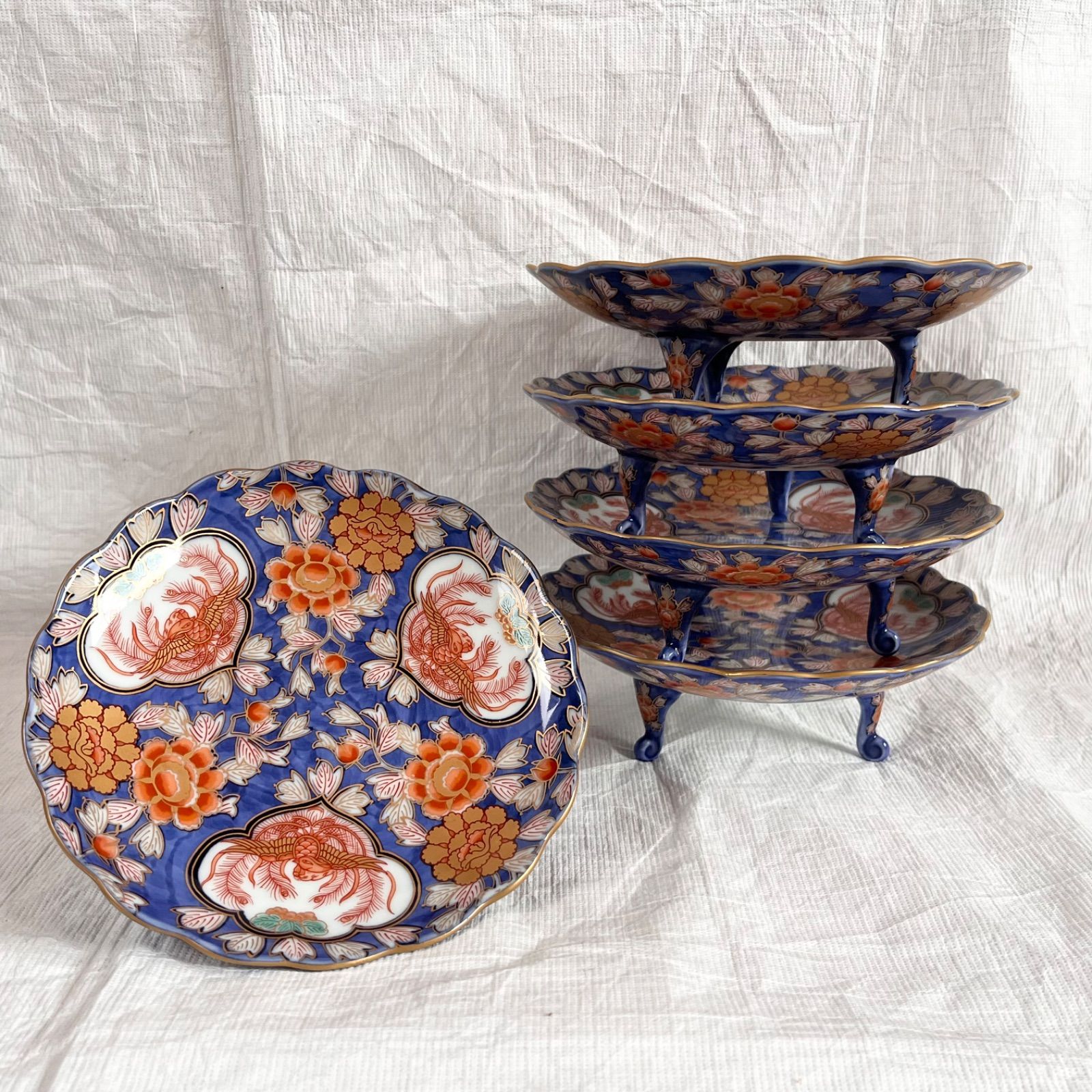 献上手古伊万里 三つ足高台鉢 銘々皿 幸楽窯 5客揃 - メルカリ