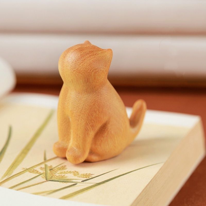 SGYP301 天然木 猫 玄関置物 置物 木彫りオブジェ 手作り ナチュラル