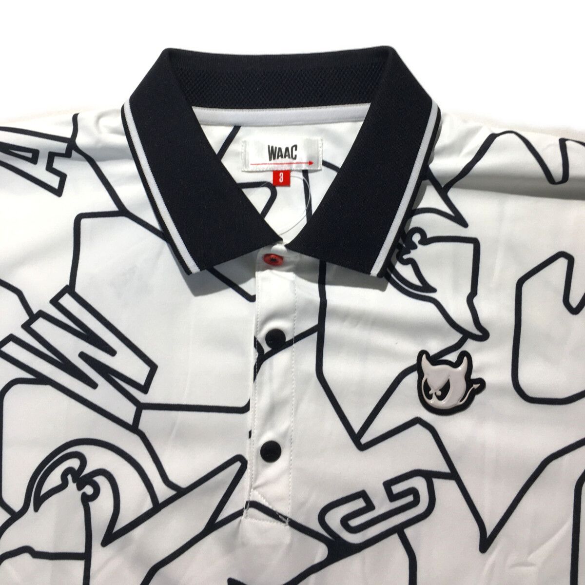 中古 メンズ ワック WAAC 半袖ポロシャツ 3(L) 白 ホワイト 総柄 春夏