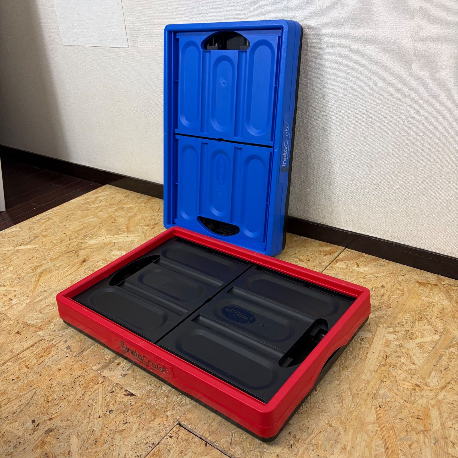 アメリカ製 折り畳みコンテナ InstaCrate ブルー×レッド 2個セット