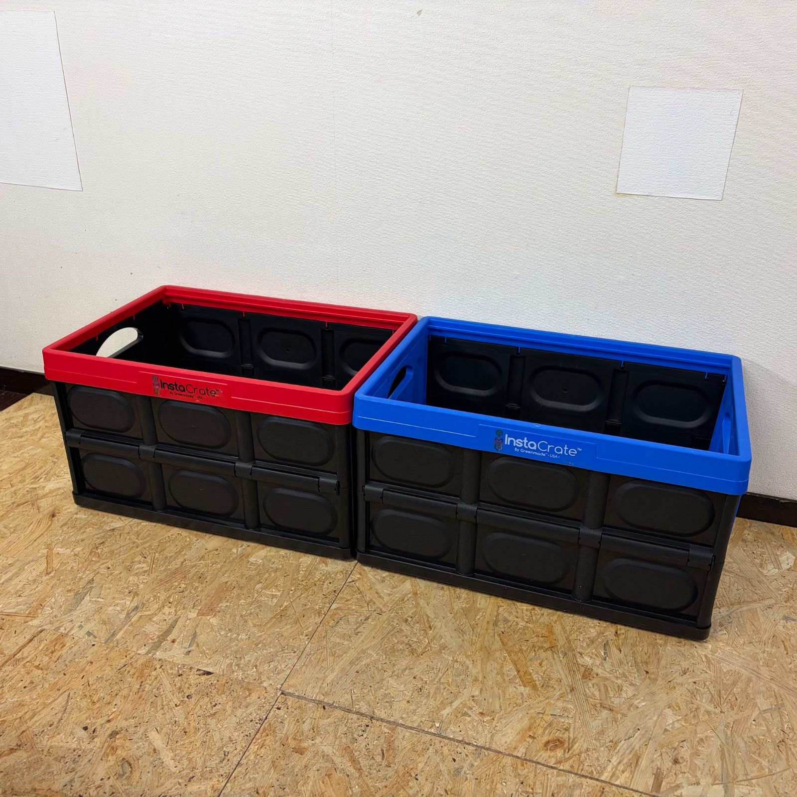 アメリカ製 折り畳みコンテナ InstaCrate ブルー×レッド 2個セット