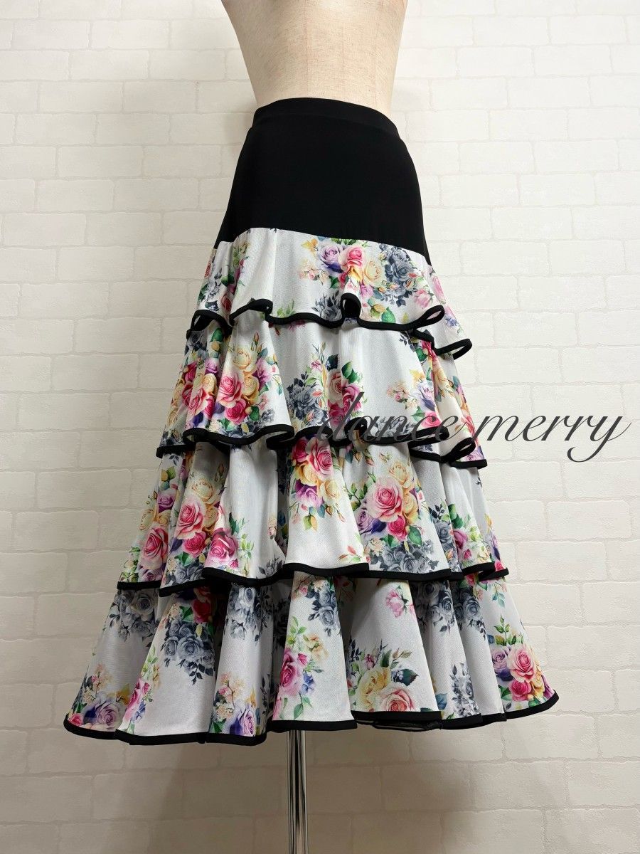 ☆送料無料☆新品 豪華 社交ダンス ツーピース セットアップ 黒 白