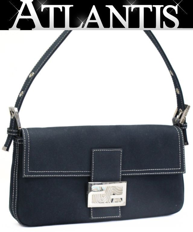 フェンディ FENDI マンマバケット ショルダーバッグ デニム ネイビー