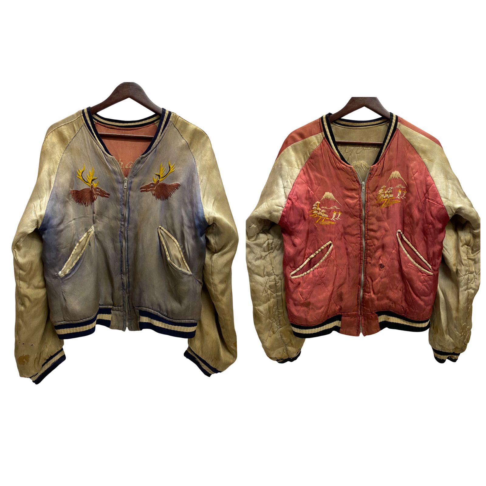 40s 50s スカジャン Big size 両A面 888ジッパー ヴィンテージ vintage 50's 鹿 虎 OFS OSAKA ジッパー スカジャン