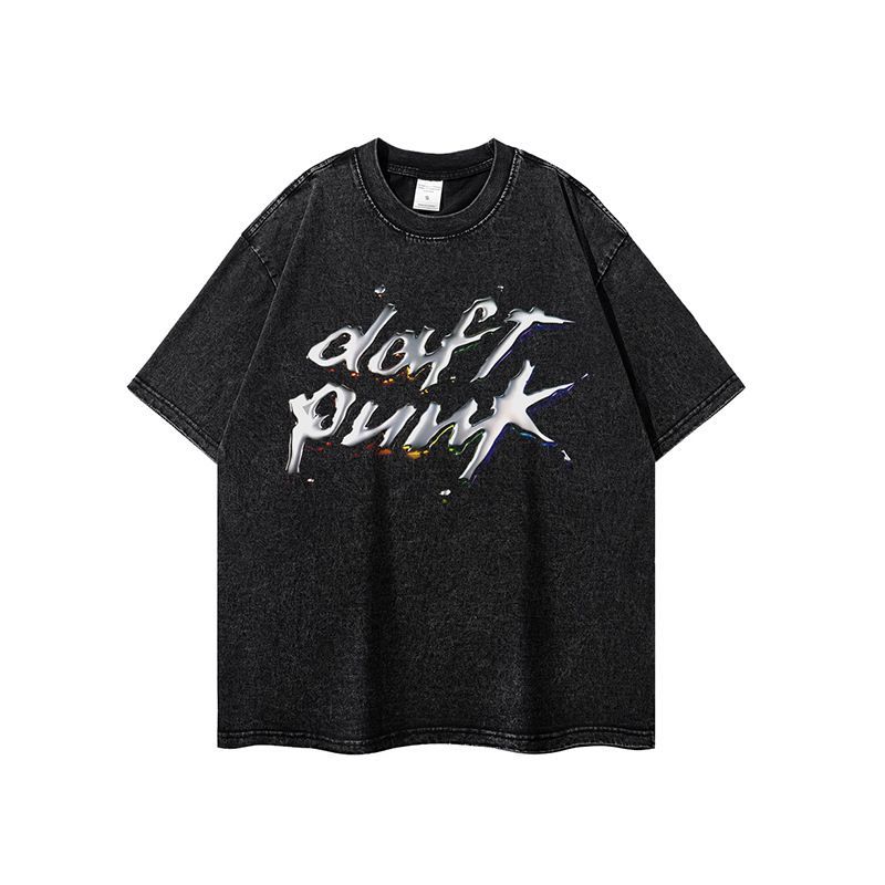 SKY-HI ビンテージ加工Tシャツ Tシャツ ヴィンテージ加工 Tシャツ 半袖 バンドTシャツ ゆったり S