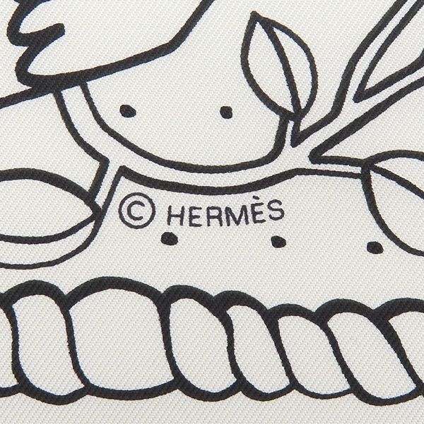 エルメス HERMES スカーフ カレ55 CARRE シルク ホワイト×ブラック