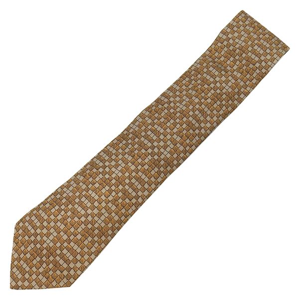 エルメス ネクタイ HERMES 総柄 シルク 9cm ネイビー メンズ ブルー