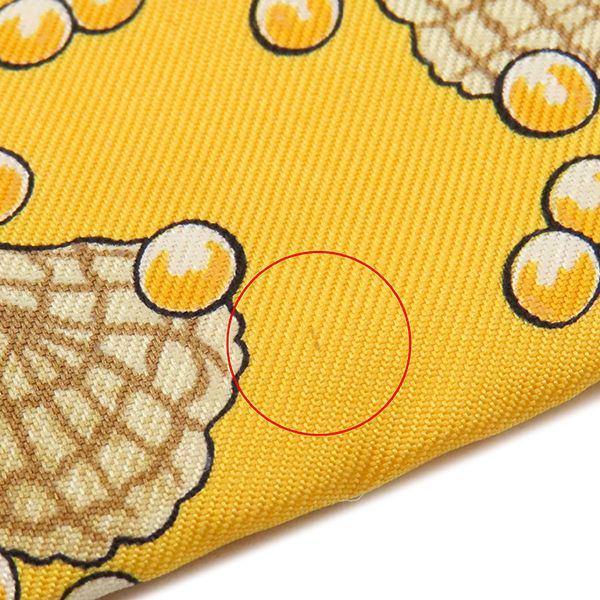 エルメス HERMES ネクタイ クラバット 9cm シルク イエロー 貝柄 貝殻