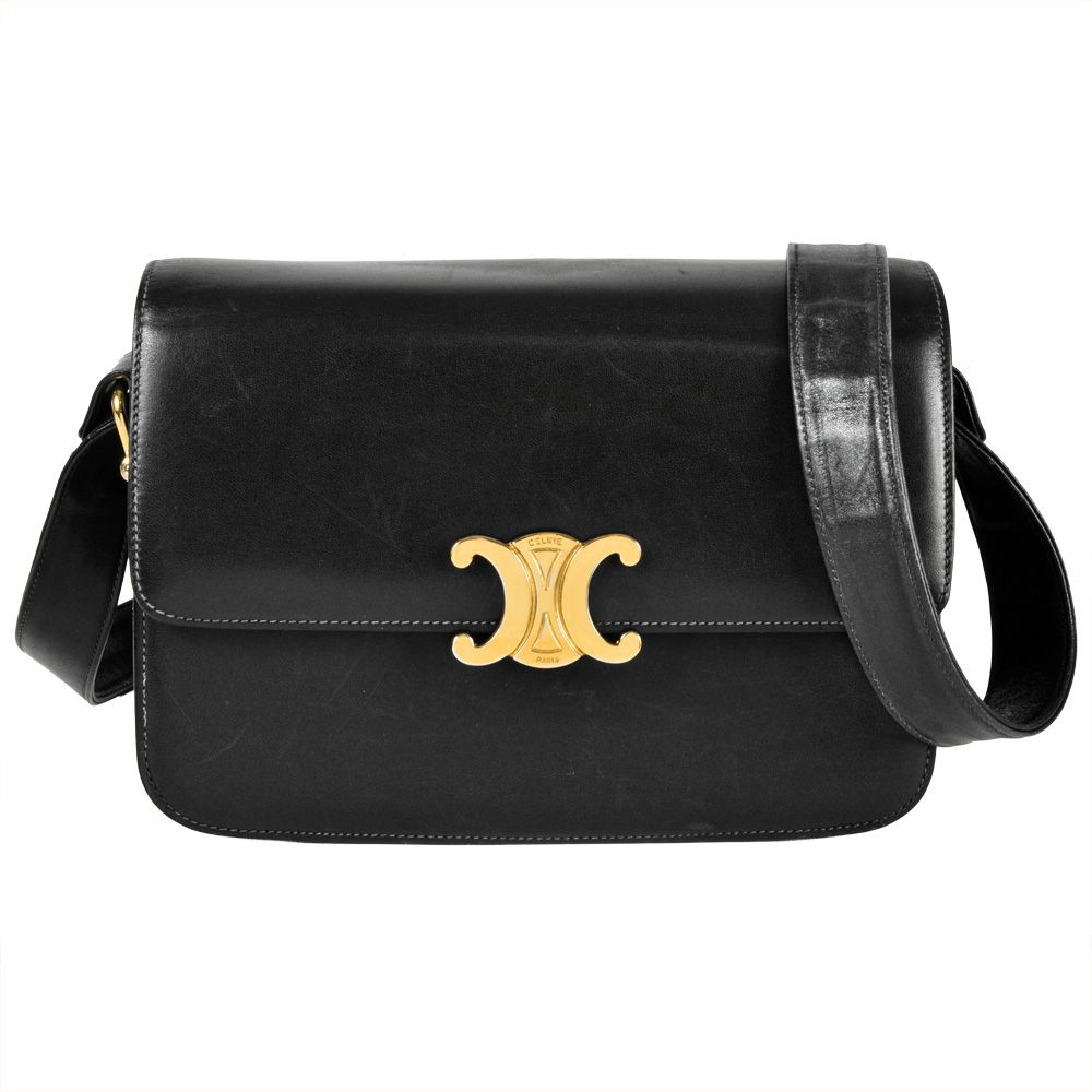 セリーヌ CELINE トリオンフ ショルダーバッグ レザー ネイビー セリーヌ CELINE トリオンフ ショルダーバッグ レザー ネイビー