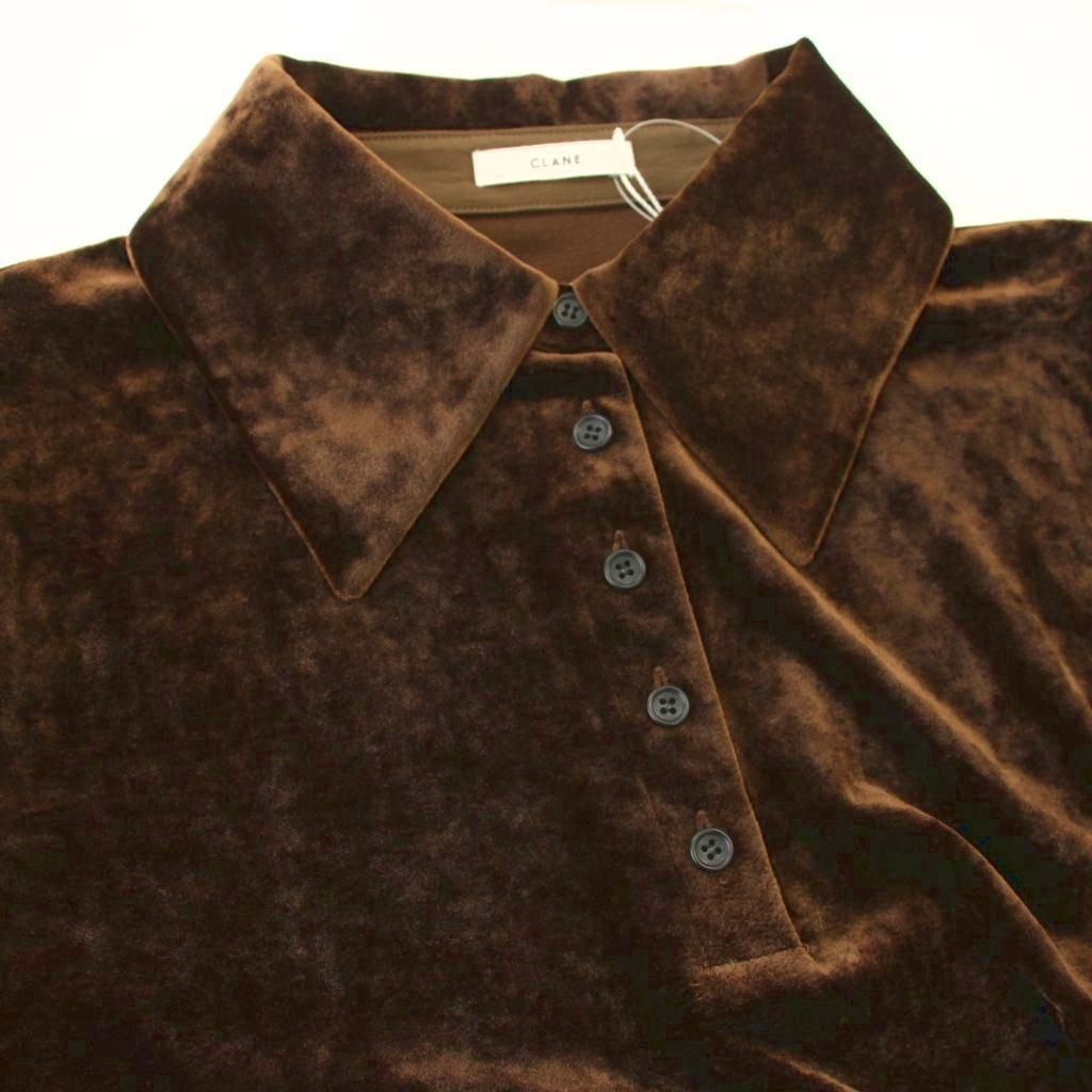 クラネ CLANE CRUSHED VELOUR POLO TOPS ベロア ポロシャツ 五分袖 2