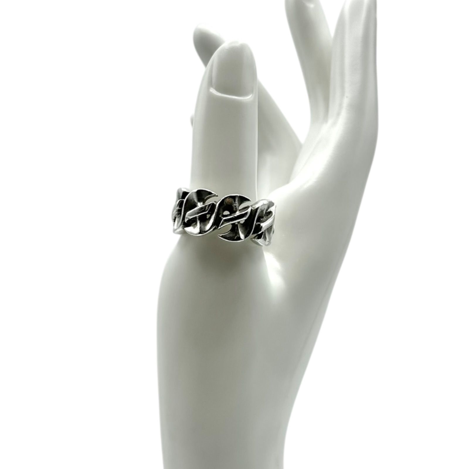 圧巻の迫力】チェーンリンク Silver 925 刻印 Vintage Design Ring