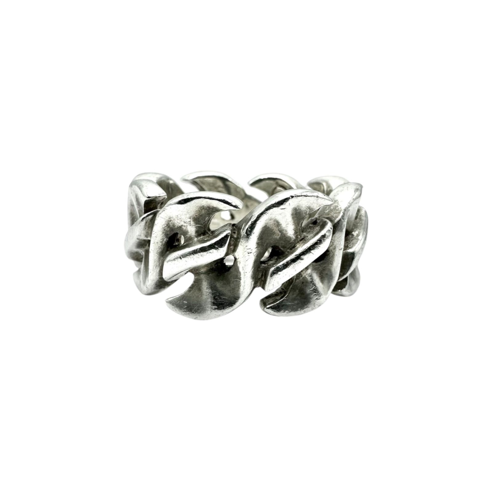 圧巻の迫力】チェーンリンク Silver 925 刻印 Vintage Design Ring