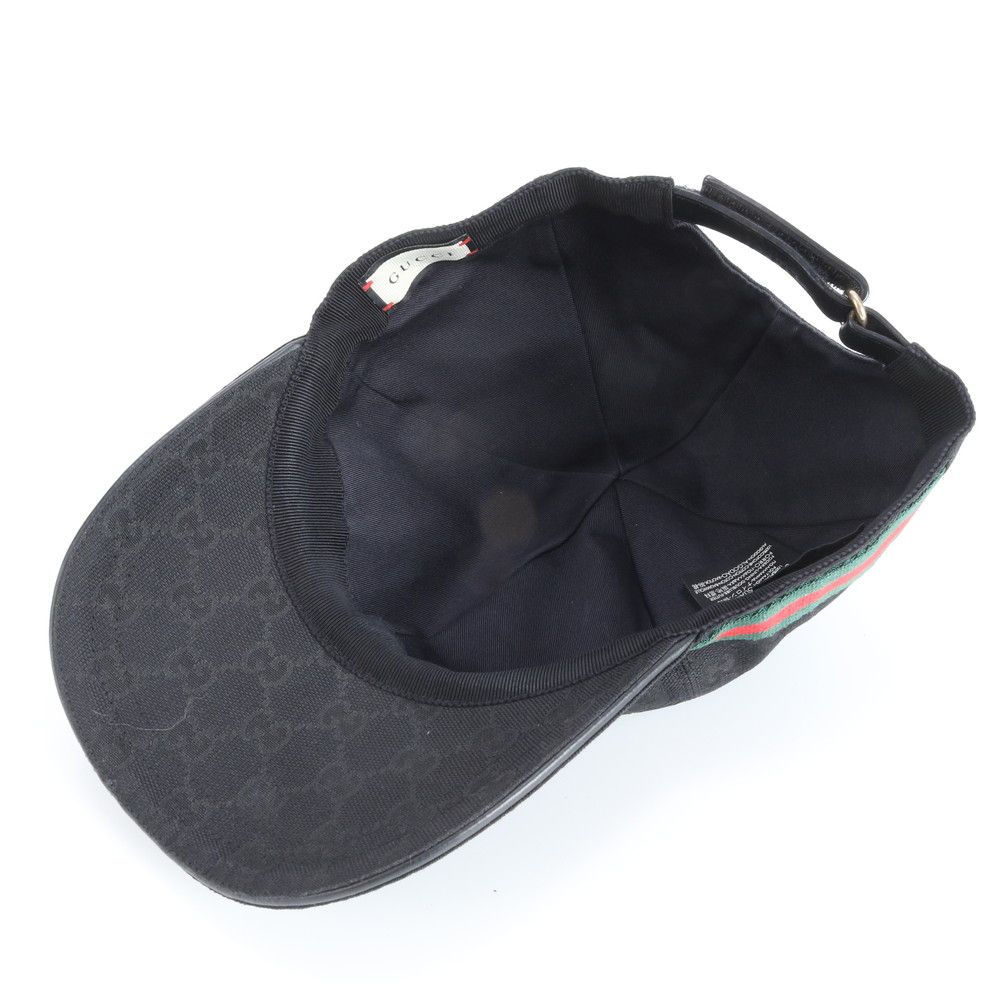 極美品 グッチ GG キャンバス シェリー ライン ベースボール キャップ