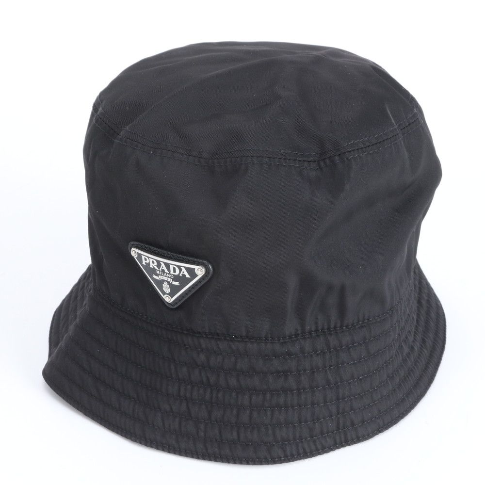 極美品 プラダ テスート ナイロン トライアングルロゴ バケット ハット