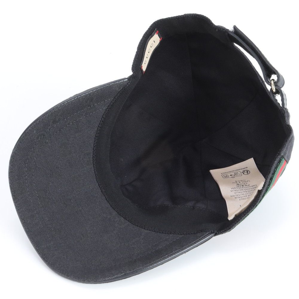 極美品 グッチ GG キャンバス シェリー ライン ベースボール キャップ