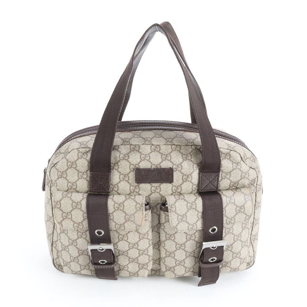 美品 グッチ GGスプリーム 140959 レザー トート バッグ 肩掛け