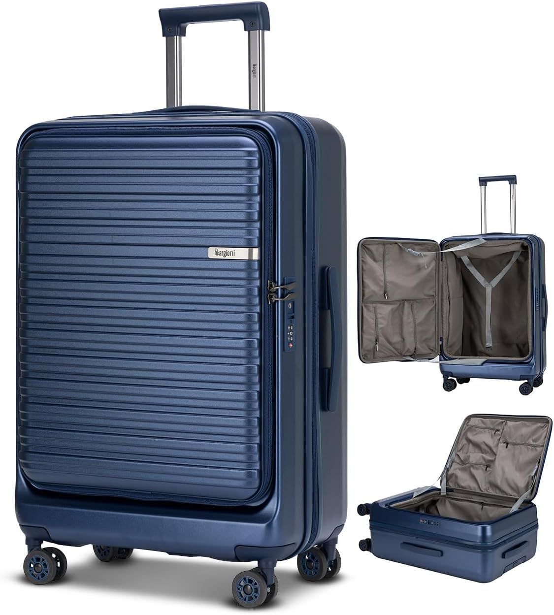 ダークブルー,Mサイズ,75L】スーツケース フロントオープン キャリー