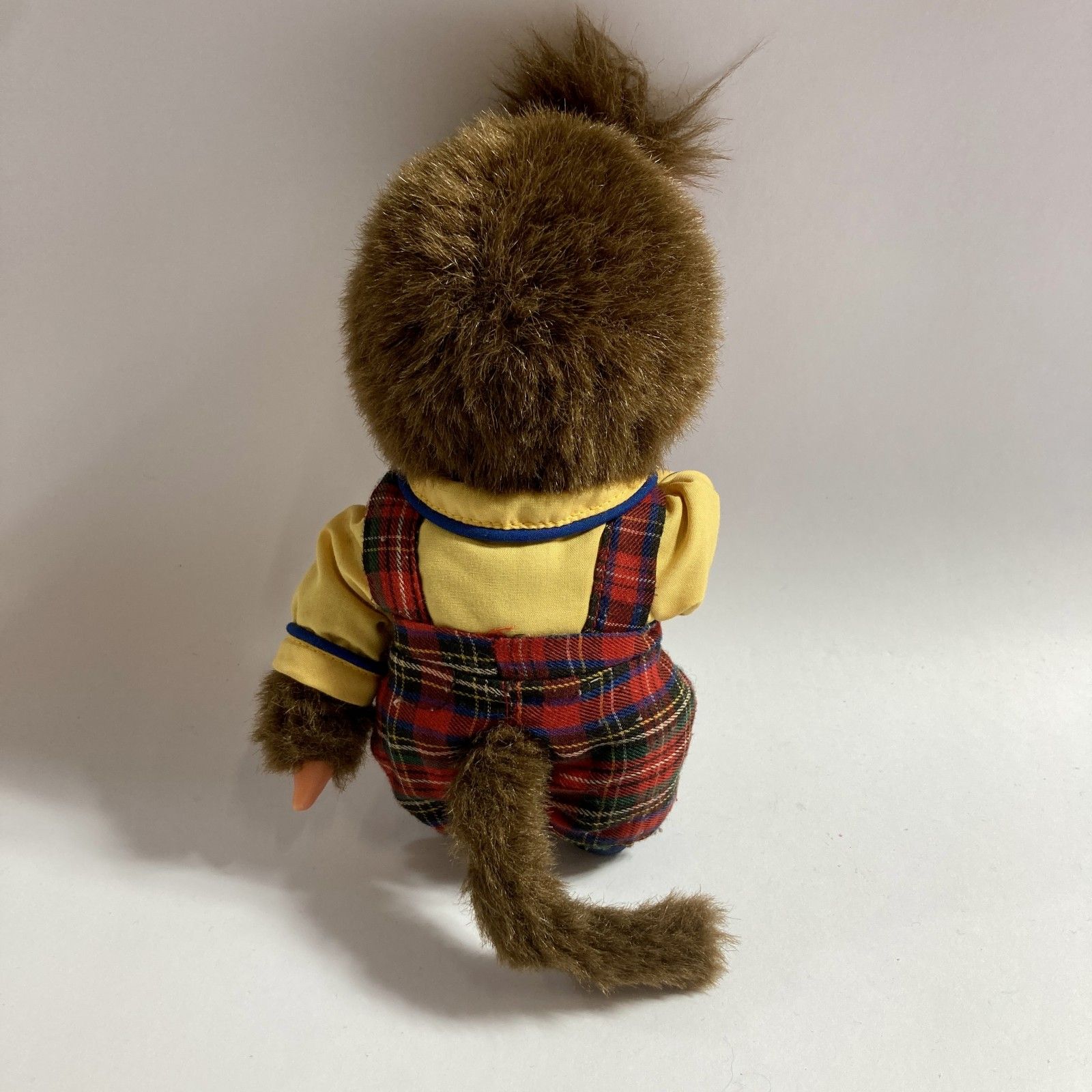 ☆ ヴィンテージ monchhichi モンチッチ 女の子 泣き顔 赤チェック柄