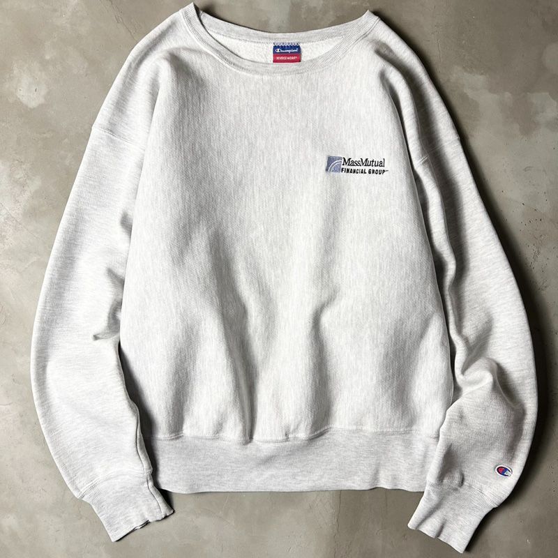 00s Champion 企業 ロゴ 刺繍 リバースウィーブ スウェット トレーナー XL / 00年代 オールド チャンピオン 霜降り グレー 企業物