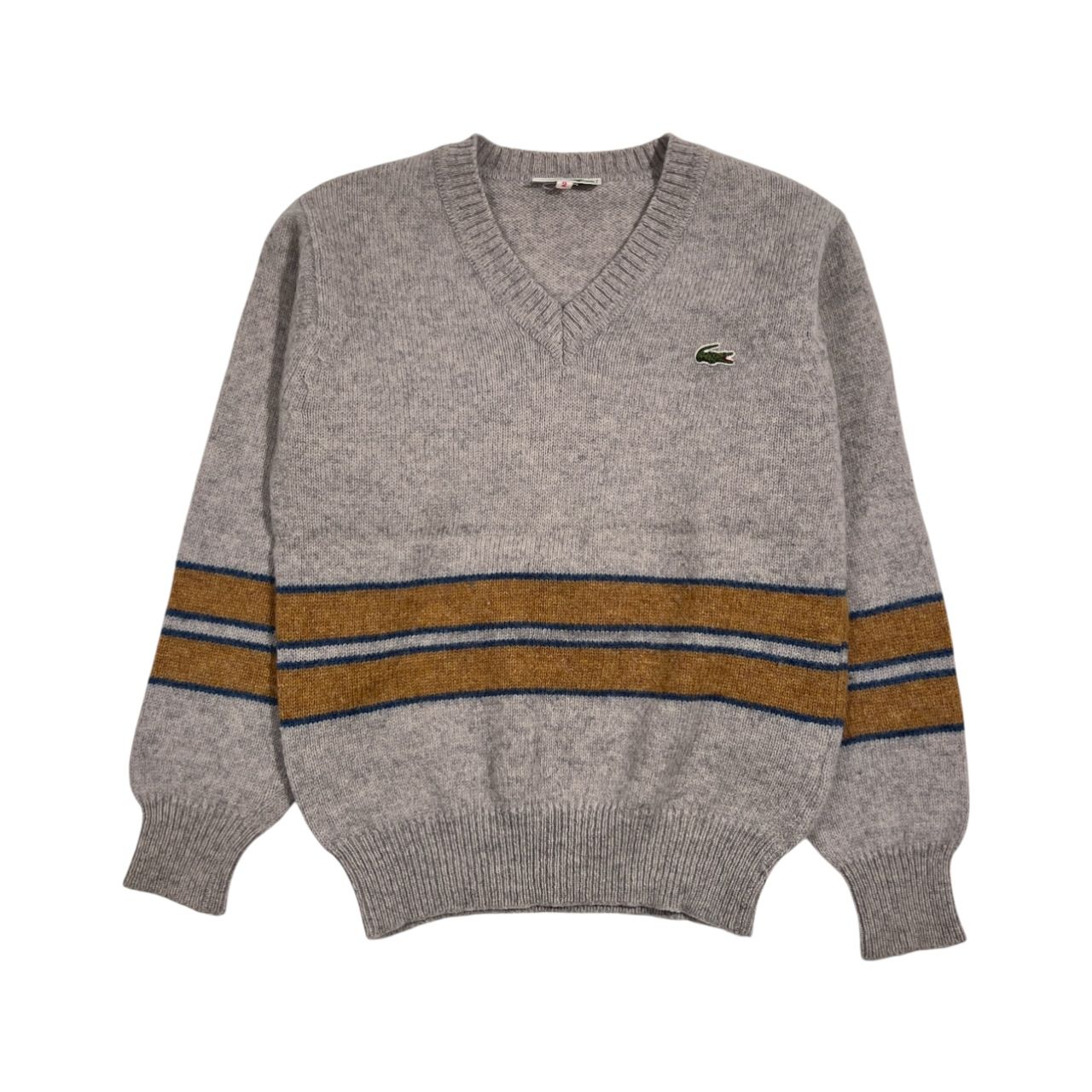 70s 80s CHEMISE LACOSTE シュミーズラコステ 文字ワニ Vネック ウール
