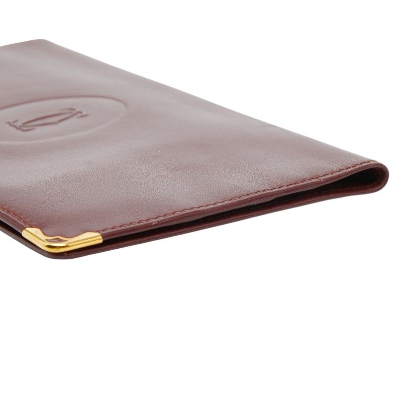 カルティエ マストライン 二つ折り 長財布 札入れ ボルドー ワイン