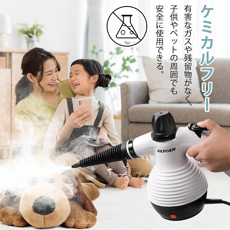 AKPIANスチームクリーナー、スチームクリーナー ハンディ、10ピースの