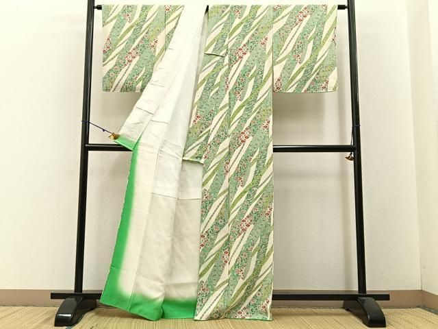 平和屋着物□上質な小紋 更紗花文 鬼しぼ縮緬 正絹 逸品 BAAW5816hj