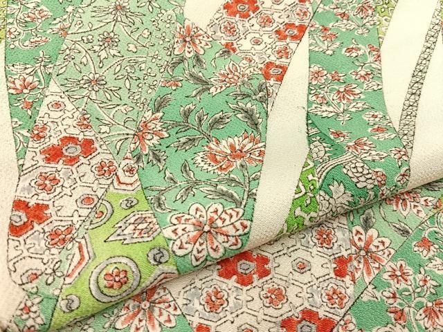 平和屋着物□上質な小紋 更紗花文 鬼しぼ縮緬 正絹 逸品 BAAW5816hj