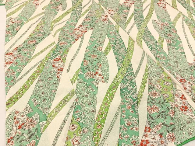 平和屋着物□上質な小紋 更紗花文 鬼しぼ縮緬 正絹 逸品 BAAW5816hj