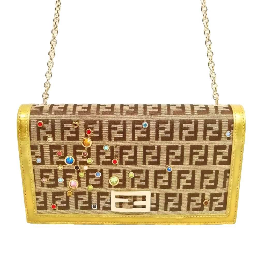 フェンディ FENDI ズッキーノ スタッズ チェーン ウォレット