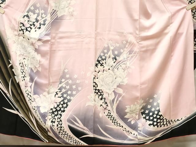 平和屋野田店■豪華振袖　花車文　暈し染め　金彩　逸品　vf8481