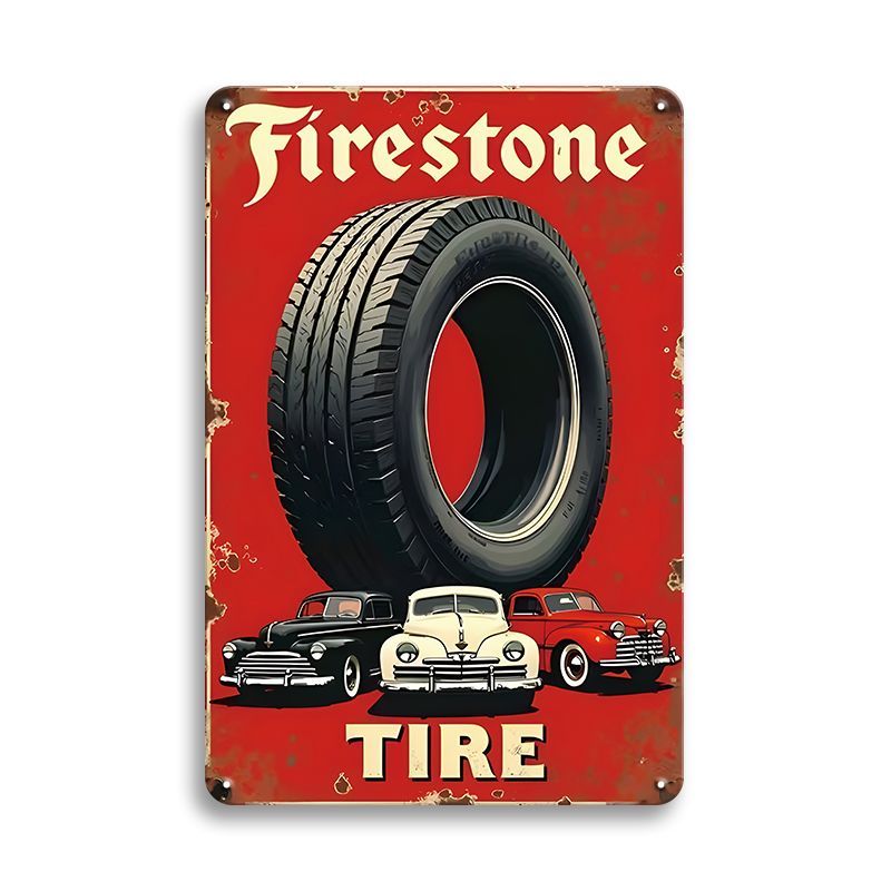 新品 ブリキ看板 レトロ 壁飾り インテリア ビンテージ Firestone