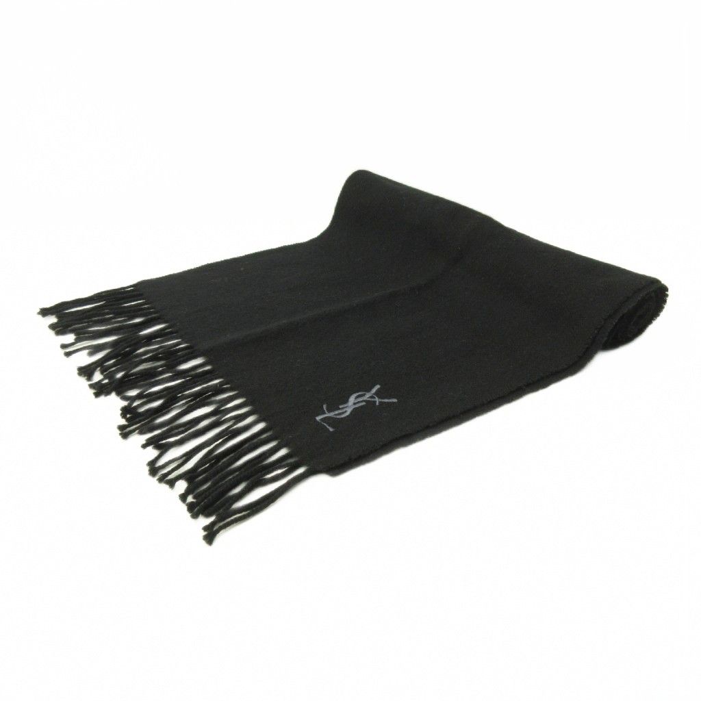 イヴサンローラン YVES SAINT LAURENT プールオム マフラー ロゴ 刺繍