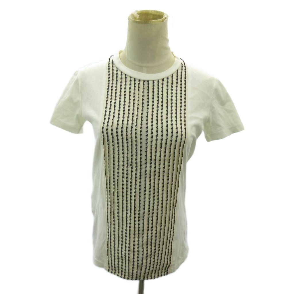 プラダ PRADA Tシャツ カットソー フロント フリル 半袖 XS 白