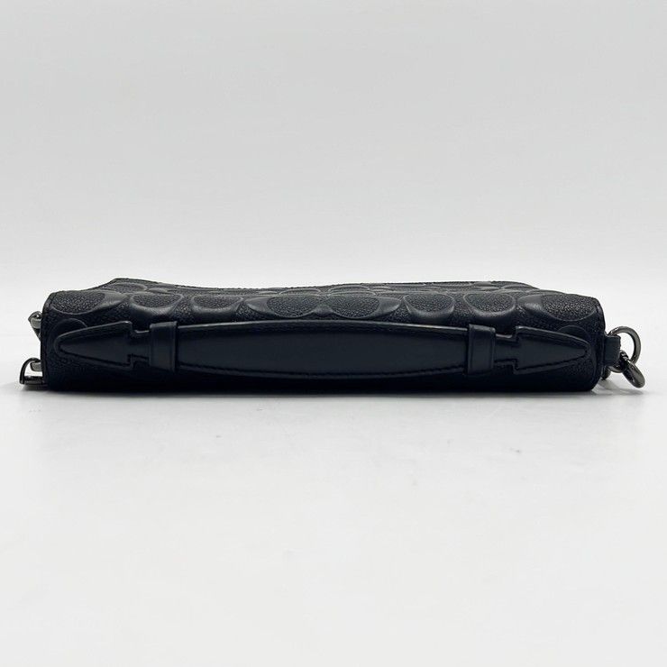 COACHコーチ メンズ レザー シグネチャー トラベル COACH コーチ クラッチバッグ シグネチャー  トラベル オーガナイザー F67637 ブラック レザー メンズ 美品 キット セカンド