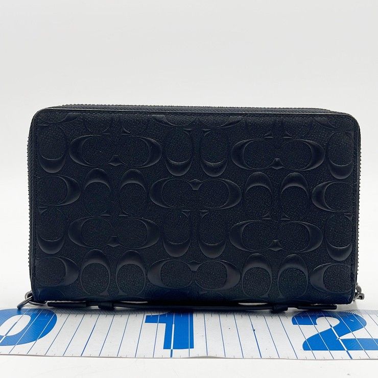 COACHコーチ メンズ レザー シグネチャー トラベル COACH コーチ クラッチバッグ シグネチャー  トラベル オーガナイザー F67637 ブラック レザー メンズ 美品 キット セカンド