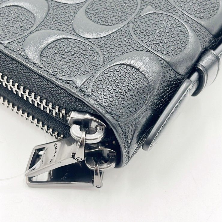 COACHコーチ メンズ レザー シグネチャー トラベル COACH コーチ クラッチバッグ シグネチャー  トラベル オーガナイザー F67637 ブラック レザー メンズ 美品 キット セカンド