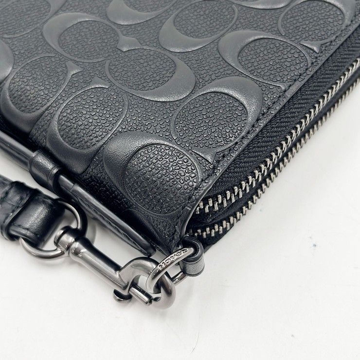 COACHコーチ メンズ レザー シグネチャー トラベル COACH コーチ クラッチバッグ シグネチャー  トラベル オーガナイザー F67637 ブラック レザー メンズ 美品 キット セカンド