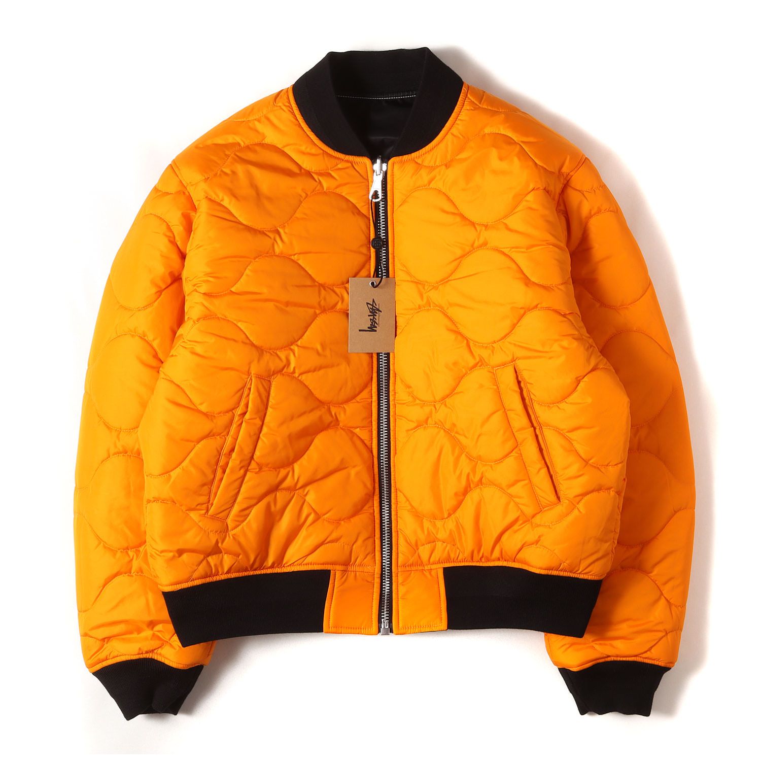 新品】STUSSY ステューシー ジャケット ブラック オレンジ サイズ:L