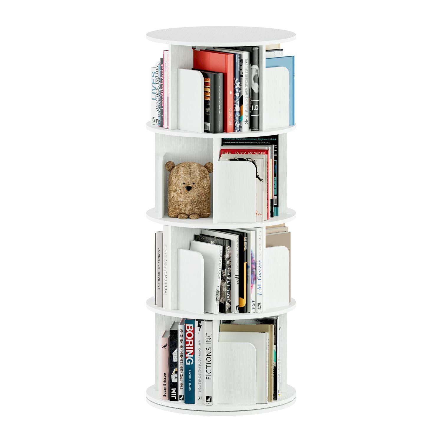 APPOLYN本棚 回転式本棚 4段 直径40CM*高さ128CM A4紙が入る高さ