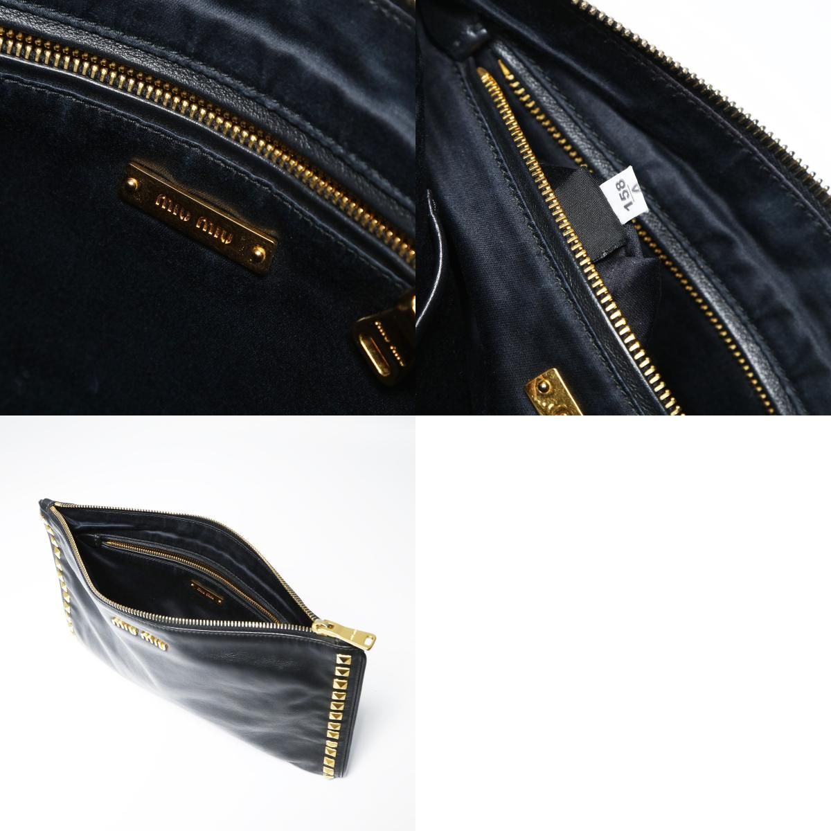 Miu Miu ミュウ ミュウ クラッチバッグ スタッズ レザー【中古