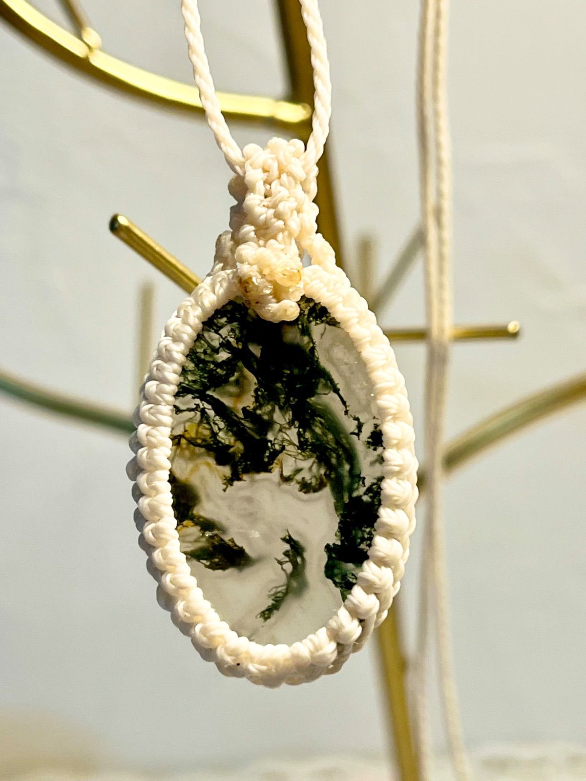 自然と調和の石】モスアゲート マクラメ編みペンダント アフター