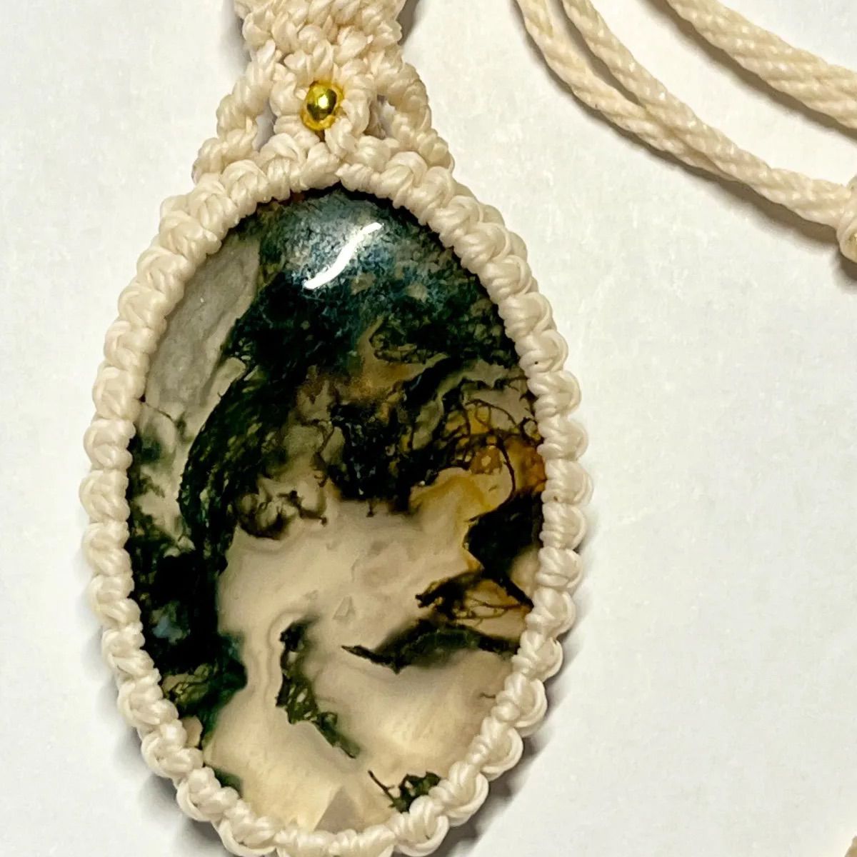 自然と調和の石】モスアゲート マクラメ編みペンダント アフター