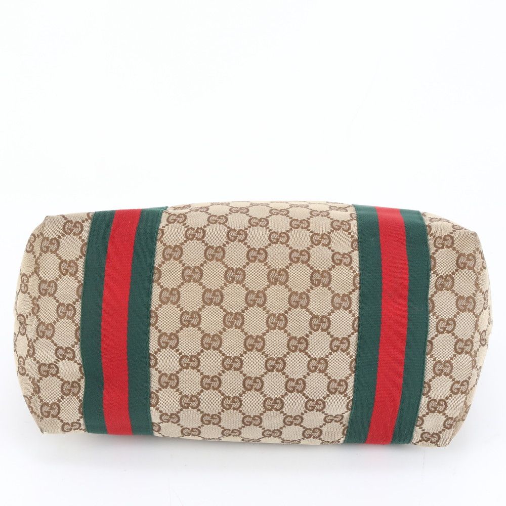 美品 グッチ GG キャンバス シェリー ライン ジョリー 211970 レザー