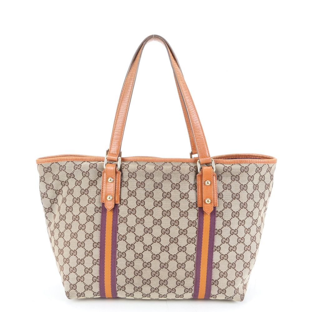 グッチ GGキャンバス シェリー ライン 139260 レザー トート バッグ