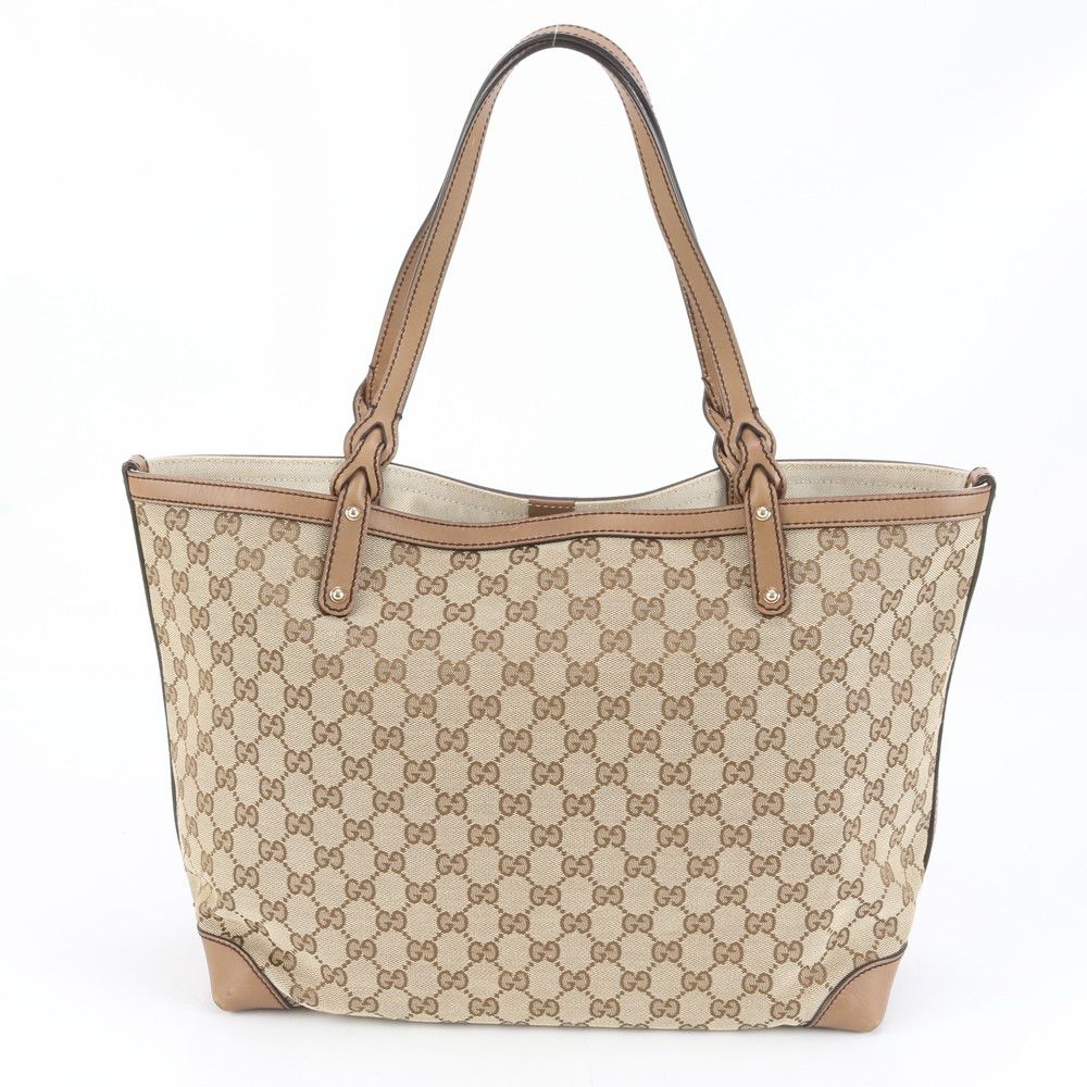 美品 グッチ GGキャンバス ポーチ付 247209 レザー×キャンバス トート