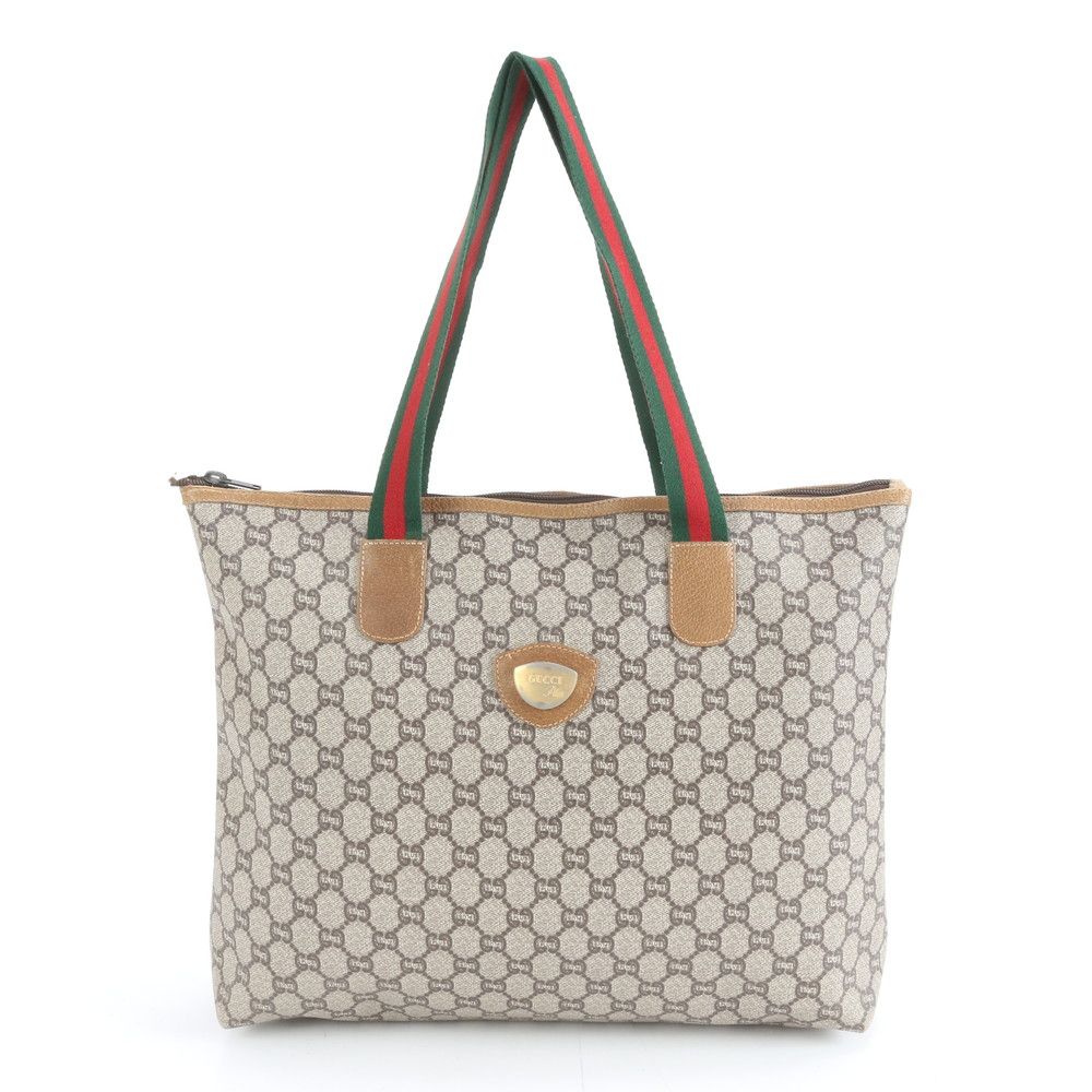 オールド グッチ シェリー ライン GG プラス レザー トート バッグ