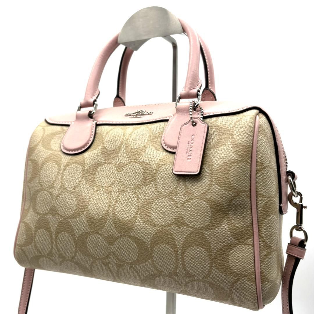 COACH コーチ シグネチャー PVC×レザー 2WAYミニボストンバッグ