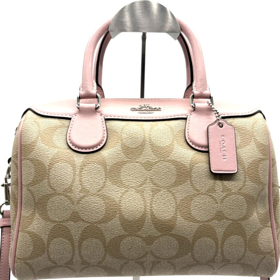 COACH コーチ シグネチャー PVC×レザー 2WAYミニボストンバッグ