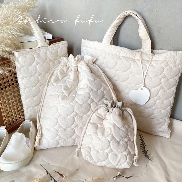 エクリュ】入園入学セット❤︎ハートキルティング ぷっくり可愛い